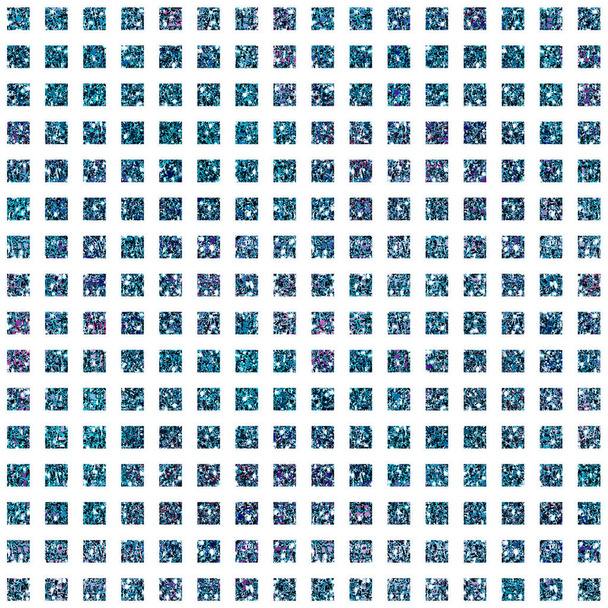 Nahtloses digitales Muster mehrerer Quadrate. Farbige geometrische Fliesen. Pixelstil. Banner Hintergrundvorlage, Postkarten. Majolika an den Wänden. Scrapbooking und Stoffdruck. - Foto, Bild