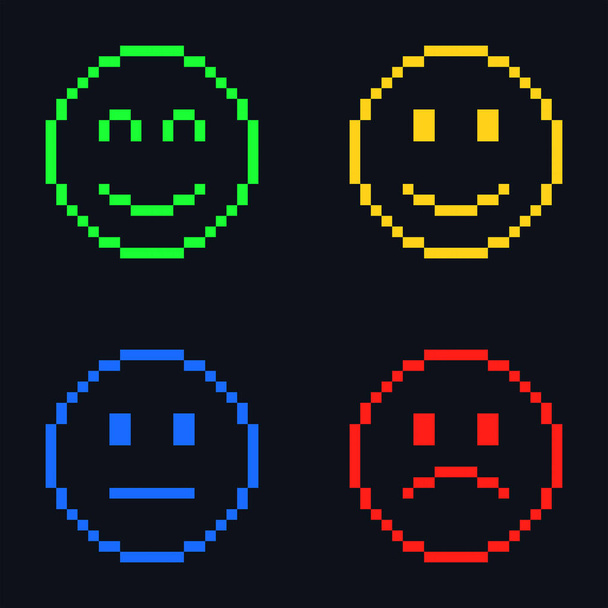 Emoji icons in pixel art style. Vector object. Vector Illustration - Vector, Image