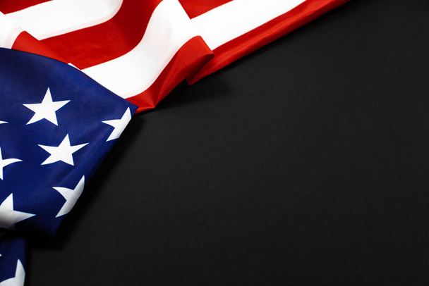 United States flag on black background photo - Foto, imagen