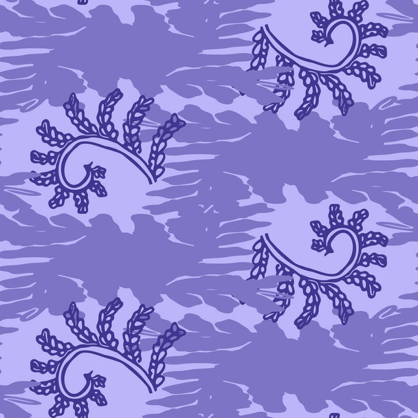 Purple botánico muy peri color del año textura patrón sin costuras. Colorido tono de tendencia en la textura de lino tono. Follaje floral tela efecto fondo. Baldosas vectoriales. - Vector, Imagen