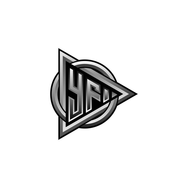 YF logo alkuperäinen monogrammi kolmio ja ympyrä pyöristetty tyyli suunnittelu, ympyrä kolmio pyöristetty kirjaimella, abstrakti kolmio monogrammi ympyrä eristetty tausta - Vektori, kuva