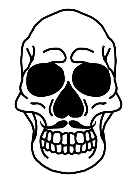vector isolated skull of male tormentor with mustache. Print for clothes and t-shirts. Illustration for Halloween - Vector, Image