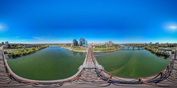 Aerial Drone View of the city of Saskatoon in Saskatchewan, Canada - Photo, Image