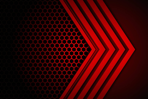 Moderno sfondo futuristico su strato rosso lucido con ombra scura spazio nero con stile astratto tech design modello vettoriale - Vettoriali, immagini
