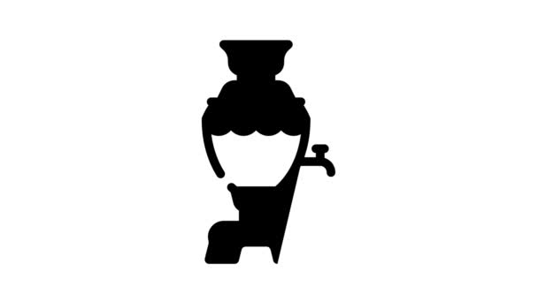 samovar tool for boiling water line icon animation - Footage, Video