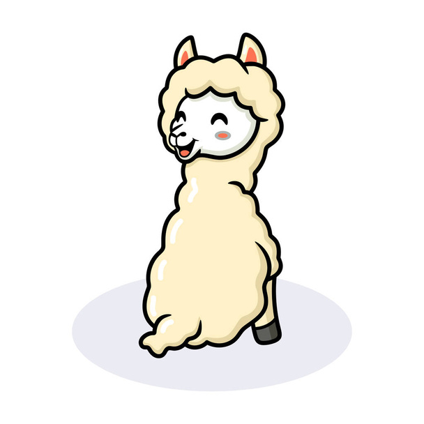 Vector Illustration of Cute little alpaca cartoon sitting - Vektori, kuva
