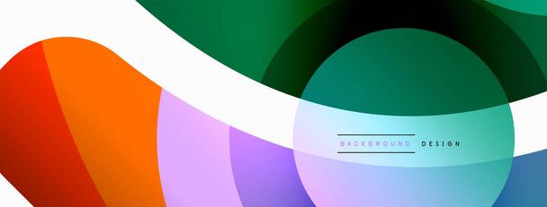 Abstract background with color geometric shapes. Beautiful minimal backdrop with round shapes circles and lines. Geometrical design. Vector illustration - Vector, Image