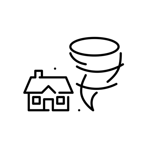 Tornado over a small house. Natural disaster. Pixel perfect, editable stroke icon - Vector, Image