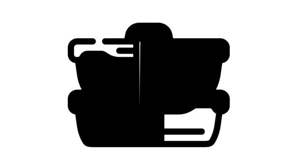 double lunchbox line icon animation - Footage, Video