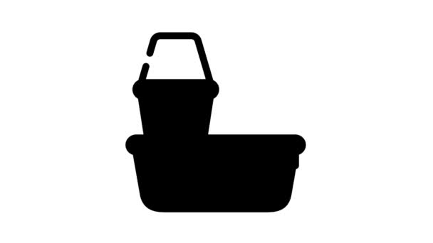 thermos and lunchbox line icon animation - Footage, Video