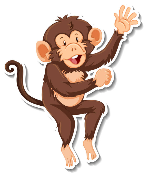 Affe tanzt Tier Cartoon Sticker Illustration - Vektor, Bild