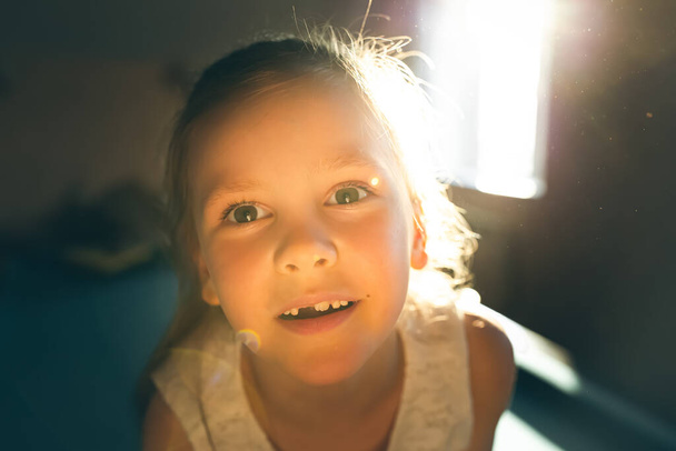 Portrait of a little girl in the childrens room. - Fotó, kép