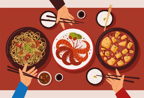 cena con cibo cinese - Vettoriali, immagini