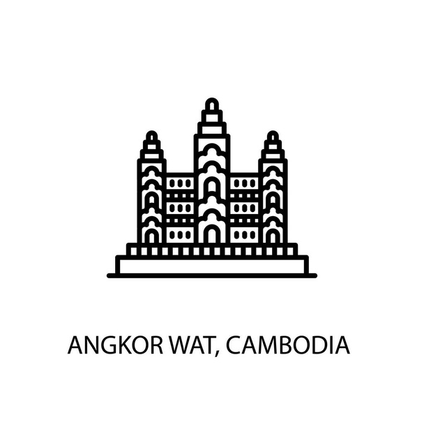 Angkor Wat, Cambogia Outline Illustrazione in vettore. Logotipo - Vettoriali, immagini