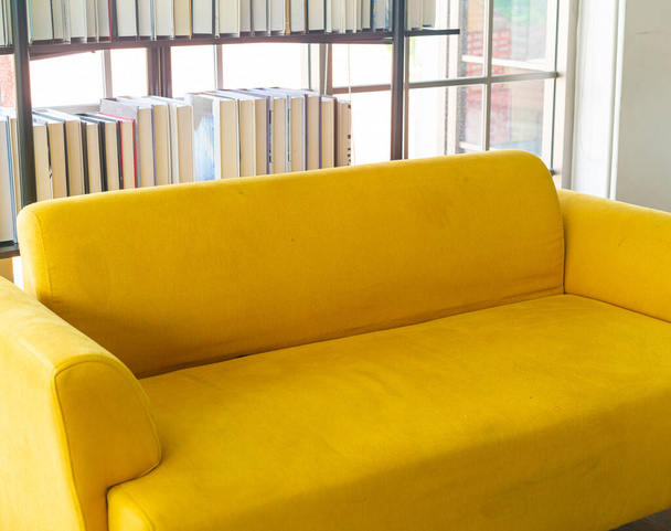 empty yellow fabric sofa decoration in a room - Zdjęcie, obraz