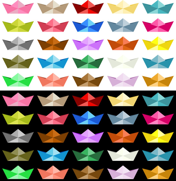 színes origami hajó - Vektor, kép