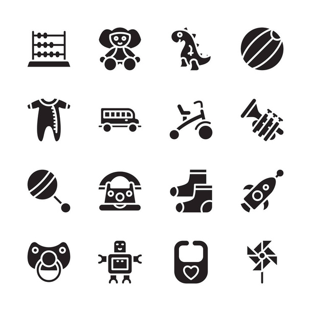 Iconos de Glifos para Bebés y Niños - Sólidos, Vectores - Vector, Imagen