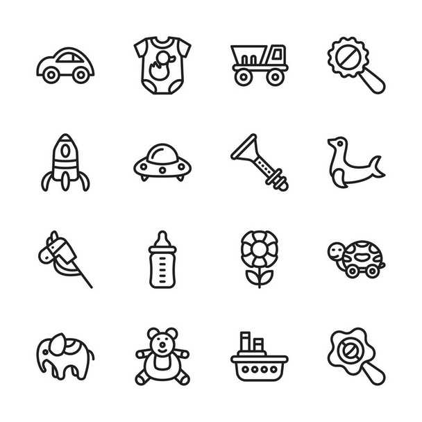 Babies and Kids Outline Icons - Stroked, Vectors - Vector, Image
