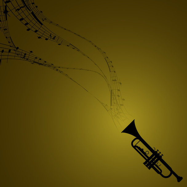 Trompeta con símbolos musicales
 - Vector, Imagen