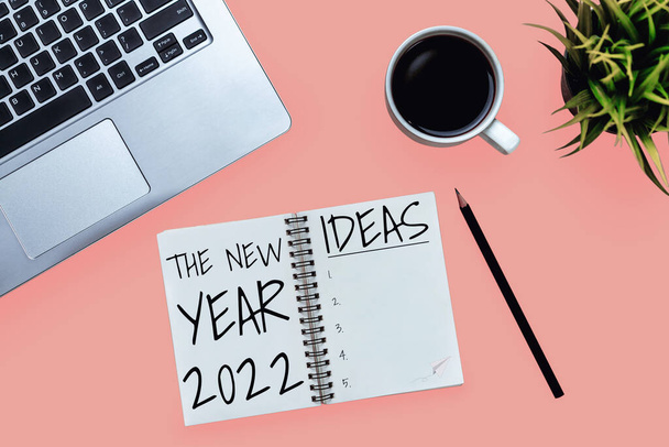 2022 Lista de objetivos y establecimiento de planes de feliz año nuevo - Foto, Imagen
