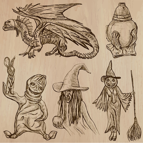 Halloween, Monsters, Magic - Vector collection - Vektor, Bild
