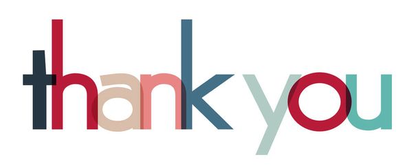 Kolorowe listy tworzące słowo - dziękuję - Wdzięczność i zgoda między kolegami lub przyjaciółmi lub rodziną. Praca zespołowa. Doceniam to i dziękuję. By być wdzięcznym - Wektor, obraz