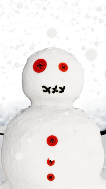 Beyaz arkaplanda kardan adam izole edildi. 3D illüstrasyon - Fotoğraf, Görsel