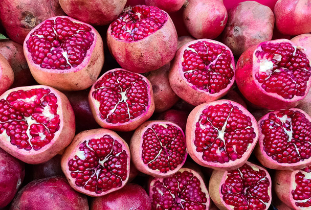 agricultural products, pictures of cut pomegranates. - Photo, Image