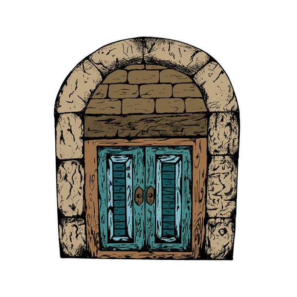Handgezeichnete Vintage-Tür. - Vektor, Bild