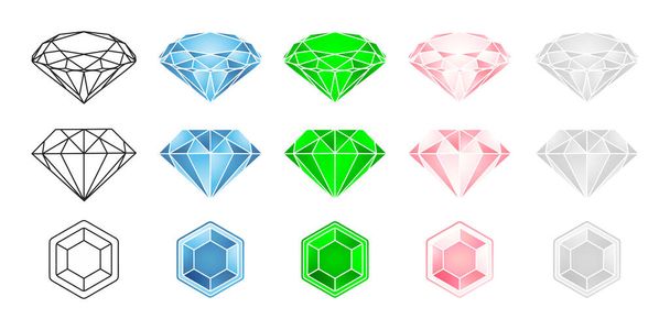 набір алмазних дорогоцінних каменів з трьома моделями та векторним дизайном четвертого кольору. застосовний для ювелірного магазину, символу або іконок
. - Вектор, зображення