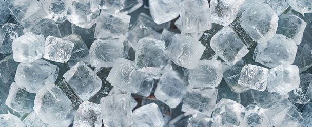 氷のキューブの背景冷たい水の凍結-大きなパノラマテクスチャ - 写真・画像
