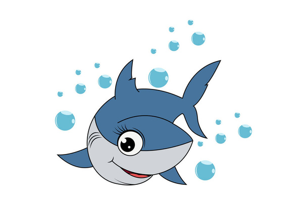 roztomilý žralok zvíře kreslené ilustrace - Vektor, obrázek