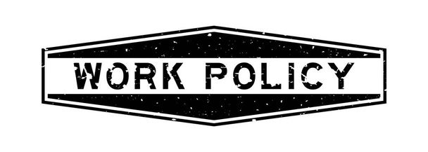 Grunge noir travail mot politique hexagone caoutchouc cachet timbre sur fond blanc - Vecteur, image