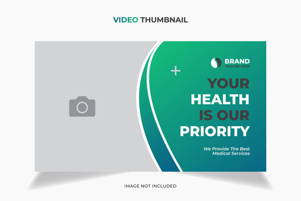 Hastane canlı atölye çalışması şablonu, sosyal medya videosu küçük resmi için tıbbi sağlık hizmetleri düzenlenebilir video küçük resmi - Vektör, Görsel
