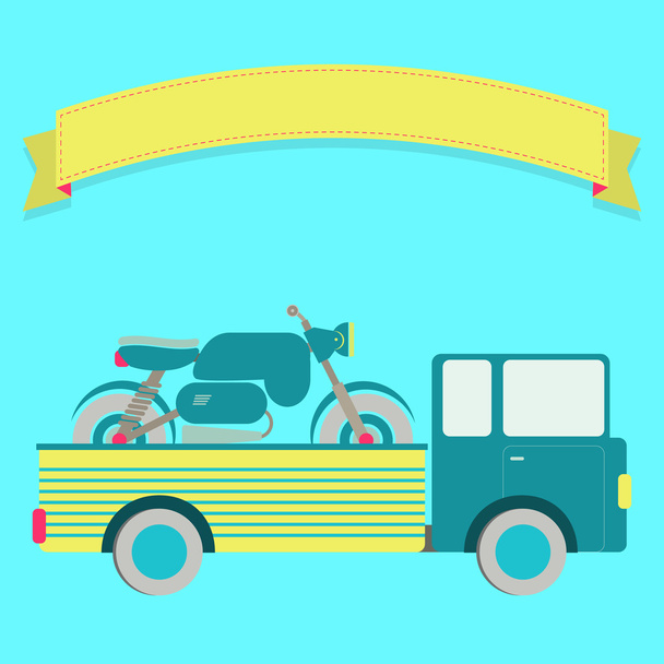 Motosiklet çekme kamyonu - Vektör, Görsel