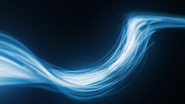 Abstraktní víření světelných strun Částice Pozadí Smyčka / 4k animace abstraktního technologického pozadí mocné spirálové rychlosti neonově zářící částice obrazce a struny bezešvé smyčky - Záběry, video
