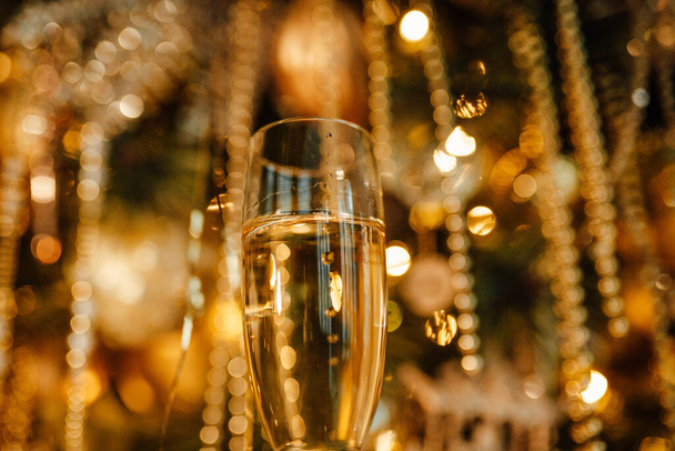 glas champagne close-up - Foto, afbeelding