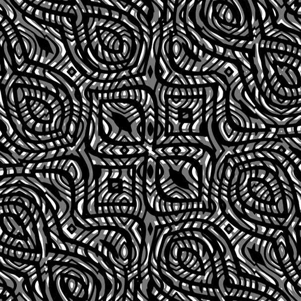 Black and white linear tribal seamless pattern background - Photo, Image