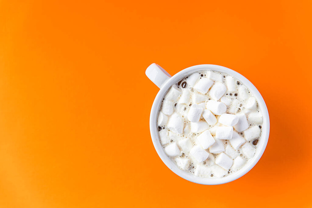 marshmallow hot chocolate cocoa sweet beverage coffee hot drink warming meal snack copy space food background  - Fotografie, Obrázek