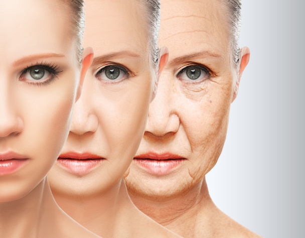conceito de beleza envelhecimento da pele. procedimentos anti-envelhecimento, rejuvenescimento, levantamento, aperto da pele facial
 - Foto, Imagem
