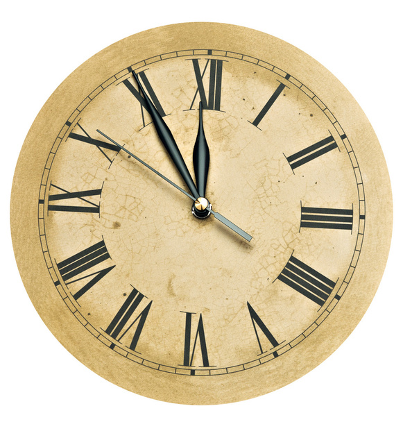 Velho relógio isolado em branco. velho relógio vintage rosto
  - Foto, Imagem