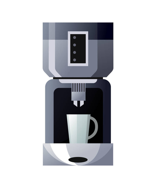Coffee maker machine icon. Kitchen accessorie for making a drink. Isolated electronic equipment - Вектор,изображение