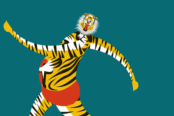 Тигриный танец Кералы, Индия. Концепция фестиваля Онам - Вектор,изображение