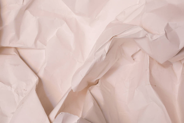 White creased crumpled paper background grunge texture backdrop - Φωτογραφία, εικόνα