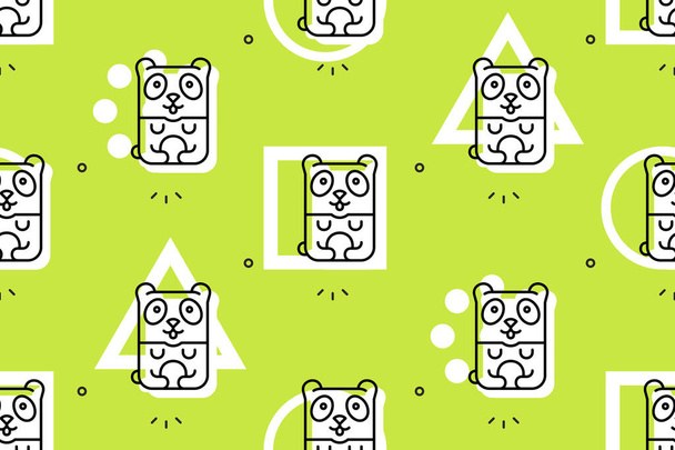 Seamless pattern with Pandas. Icon design. Template elements - Vettoriali, immagini
