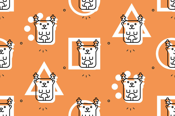 Seamless pattern with Deers. Icon design. Template elements - ベクター画像