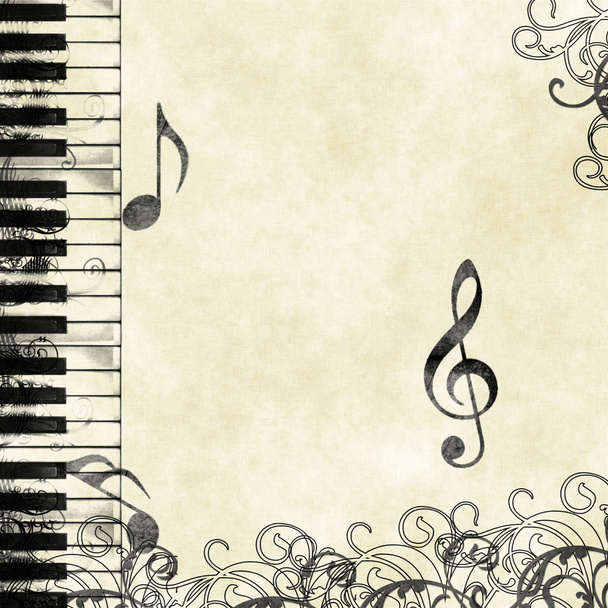 Grunge floral musical background - Фото, изображение