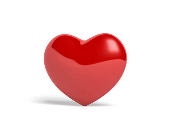 赤い心臓は白い背景に隔離されています。3Dイラスト。バレンタインデー. - 写真・画像