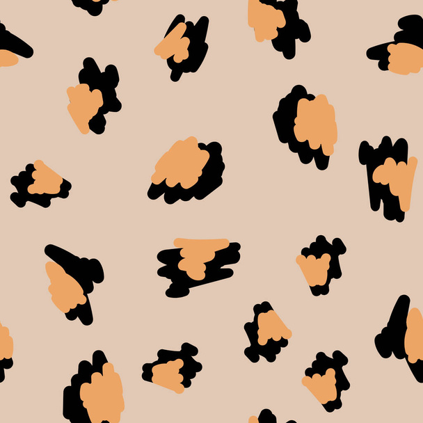 Modèle sans couture avec orange, taches léopard noir. Illustration vectorielle - Vecteur, image