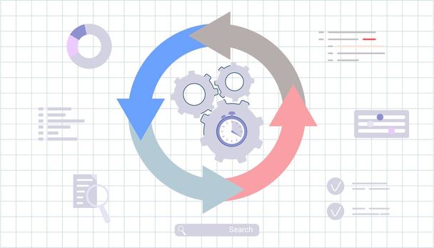 Agile development decisions methodology business concept Agile life rule cycle for software development diagram Skuteczna praca zespołowa nad sprint projektów Programowanie adaptacyjne i strategia zarządzania procesami - Wektor, obraz